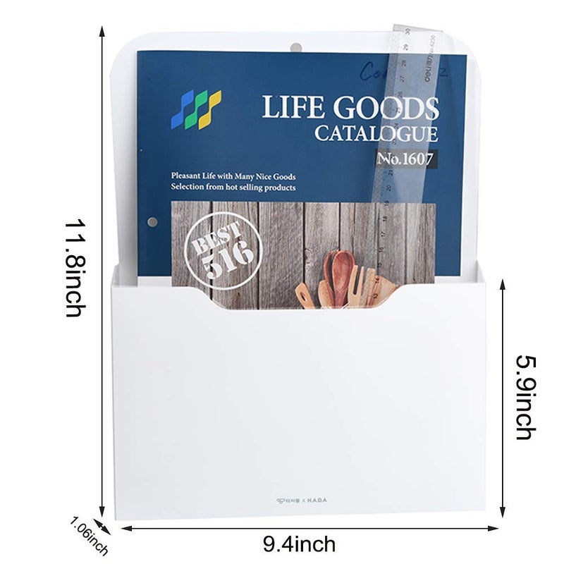 Marbrasse 2 Pack Magnetic File Holder - Paper Holder, Pocket Organizer,Hanging Wall File Organizer Office Supplies Storage, Magazine Mail Organizer Case for Notebooks,Planners,Letter (2 Pack) - Image 2